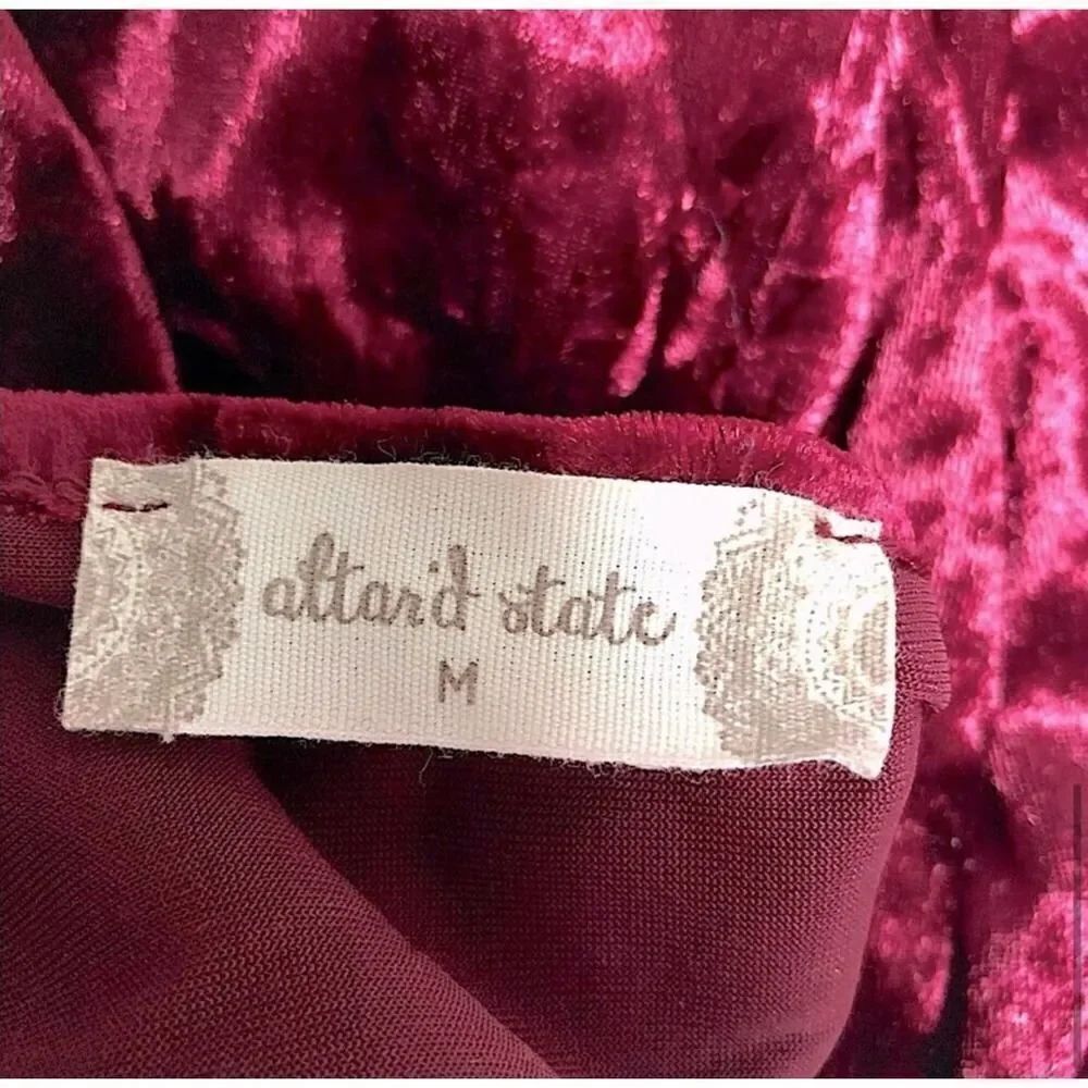 Altar’d State Burgundy Red Crushed Velvet Choker Dress Size Medium - Picture 4 of 13
